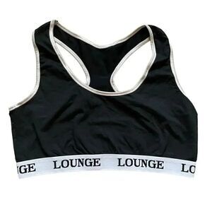 Lounge Black Womens Sporty Yoga Sports Bra SZ L